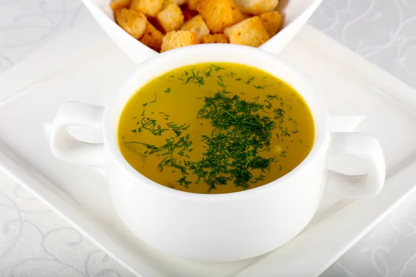 Sopa Frango Com Pão — Fotografia de Stock