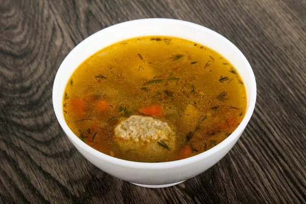 Sup Dengan Bakso Kentang Dan Wortel — Stok Foto