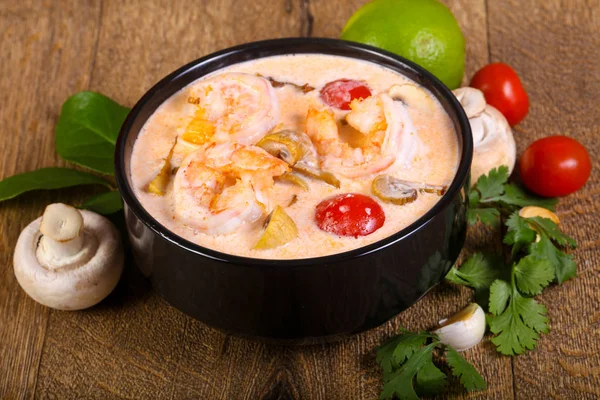 Thai traditional Tom Yam soup with shrimp