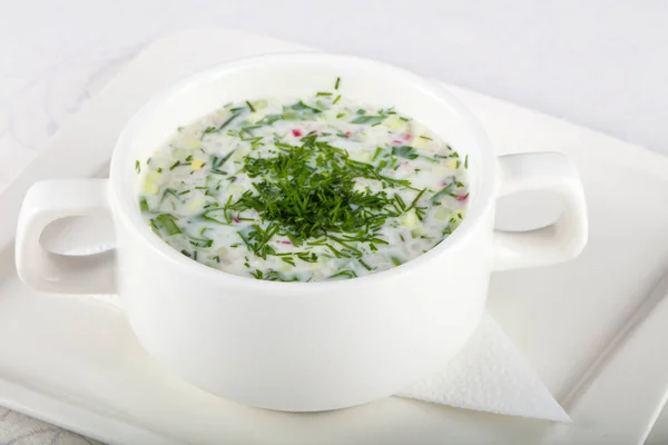 Sopa Okroshka Con Eneldo — Foto de Stock