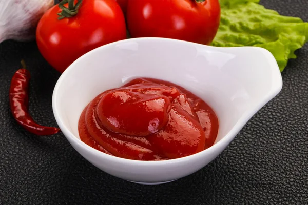 Sauce Tomate Ketchup Servi Poivre Ail — Photo