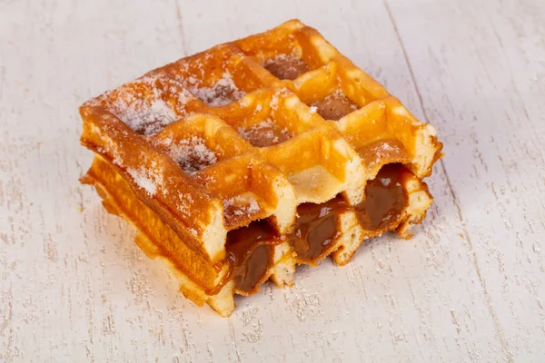 Doce Waffle Com Geléia Baga — Fotografia de Stock