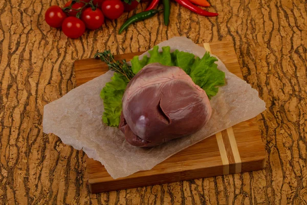 Сырая Свинина Сердце Приготовления Пищи — стоковое фото