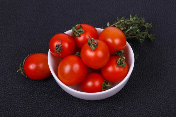 Tomate Cerise Dans Bol Servi Branche Thym — Photo