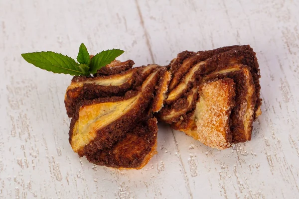 Doce Saboroso Biscoitos Ower Fundo Madeira — Fotografia de Stock