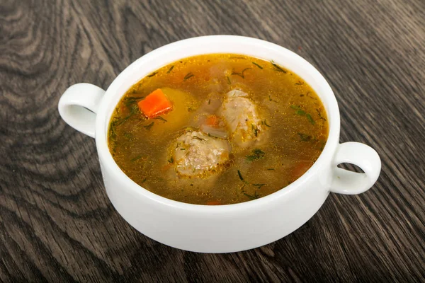Sopa Com Almôndegas Batata Cenoura — Fotografia de Stock