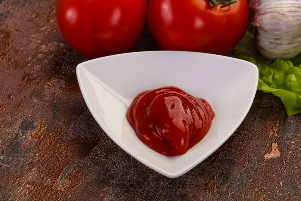 Sauce Tomate Ketchup Servi Poivre Ail — Photo