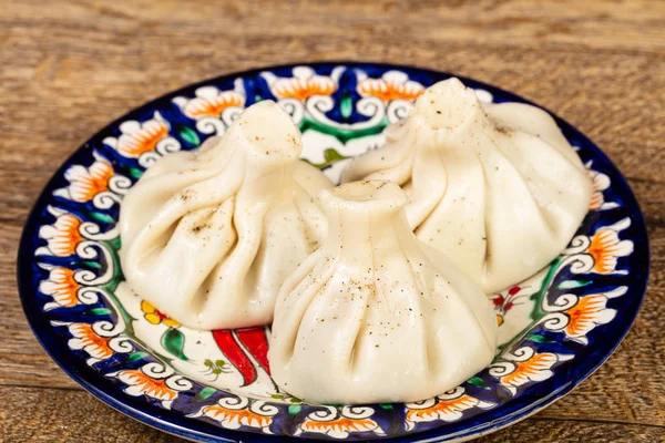 Dumplings Georgianos Tradicionales Khinkali Con Carne — Foto de Stock