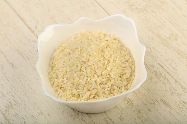 Çiğ Pirinç Yığın Kase Yemek Için Hazır — Stok fotoğraf