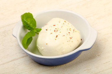 Fesleğen yaprakları ile Mozzarella peyniri