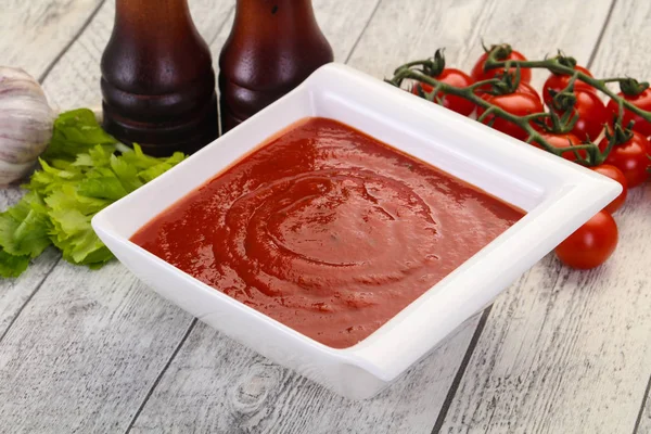 Sopa Tomate Mediterráneo Con Albahaca Especias —  Fotos de Stock