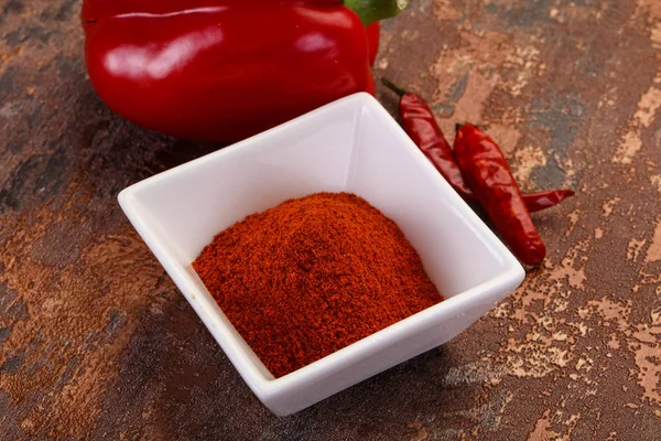 Zoete Paprika Poeder Kom — Stockfoto