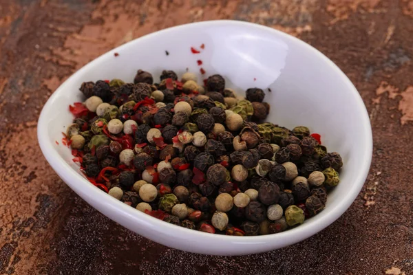 Mezcla Maíz Con Pimienta Negro Rojo Blanco Verde — Foto de Stock