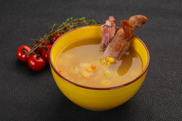 Peas soup with ribs — Stock Image Peas soup with ribs Stock Photo