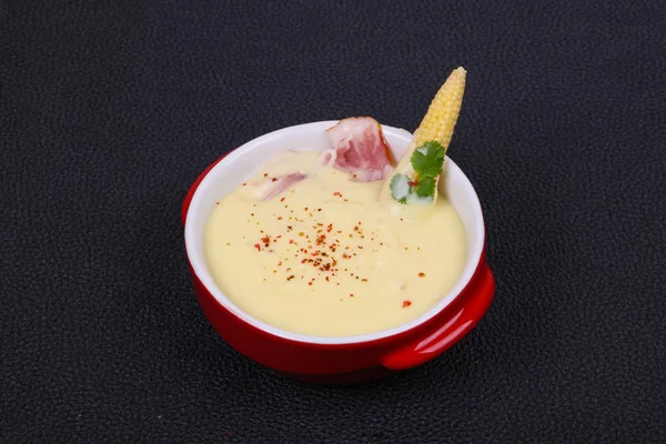 Cheese soup with bacon — Stock Photo, Image