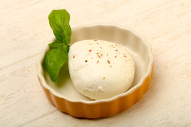 Fesleğen yaprakları ile Mozzarella peyniri