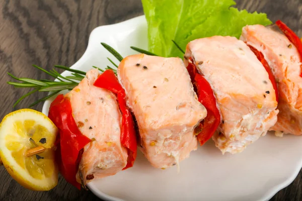 Pincho Salmón Con Pimienta Limón — Foto de Stock