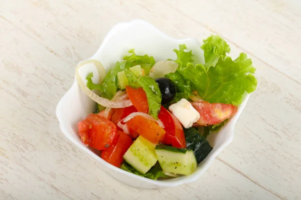 Salada Grega Com Azeitonas Queijo Feta — Fotografia de Stock