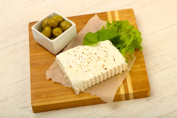 Formaggio Feta Con Olive — Foto Stock