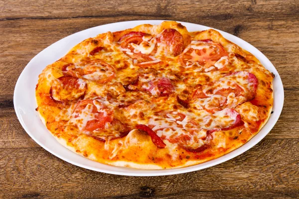 Pepperoni Pizza Sausages Cheese — Stock Photo, Image