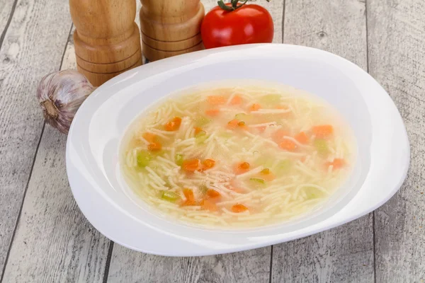 Sopa Frango Com Macarrão Cenoura Aipo — Fotografia de Stock