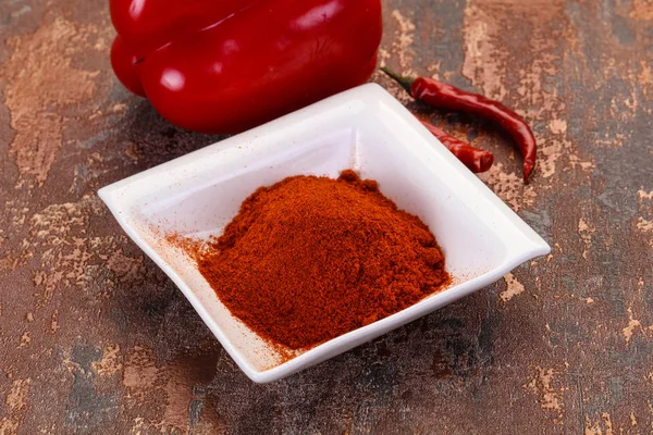 Sladká Paprika Prášek Misce — Stock fotografie