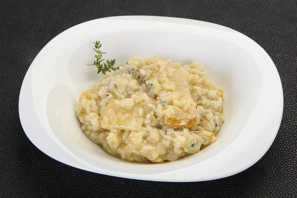 Risotto Gruszką Serem Gorgonzola — Zdjęcie stockowe