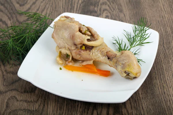 Boiled Chicken Leg Served Dill — Stock Photo, Image