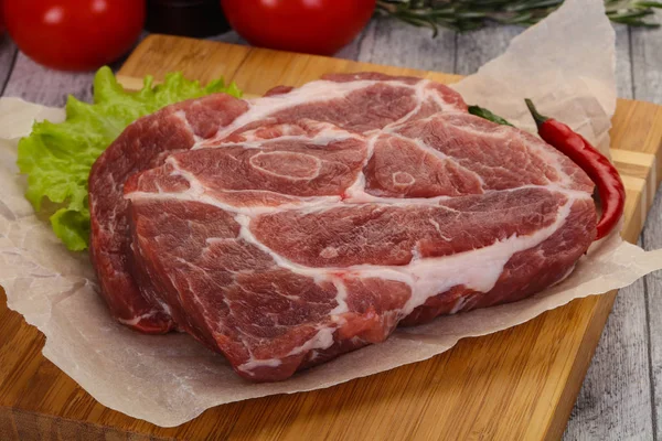 Raw Pork Neck Steak Ready Cooking — Stock Photo, Image