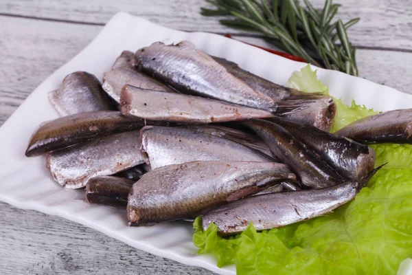 Anchovy fish snack in the bowl — Stock Photo, Image