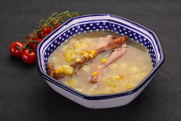 Peas soup with ribs — Stock Image Peas soup with ribs Royalty Free Stock Images