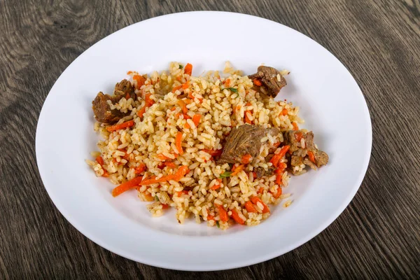 Asian Rice Plov Meat Carrot — Stock Photo, Image