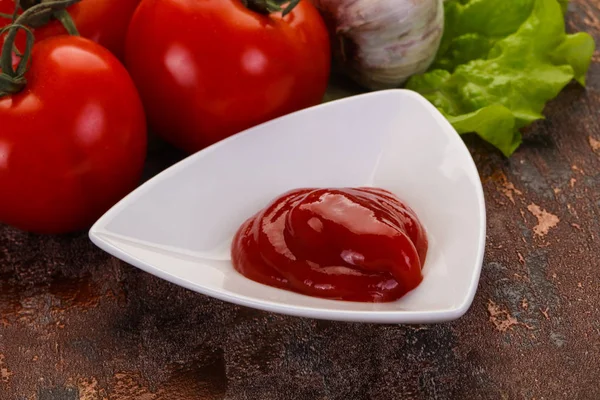 Sauce Tomate Ketchup Servi Poivre Ail — Photo