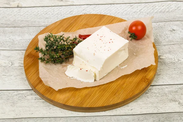 Traditional Feta Cheese Served Thyme — Stock Photo, Image