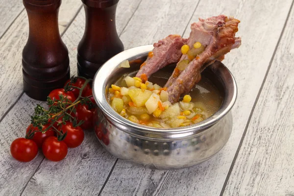 Peas soup with ribs — Stock Image Peas soup with ribs Stock Photo