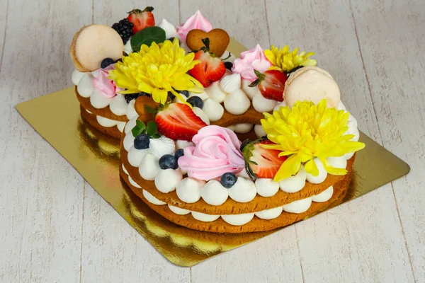 Torta con fiore — Foto Stock