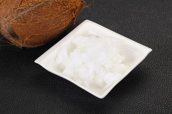Dietní kokosový olej v nádobě — Stock fotografie