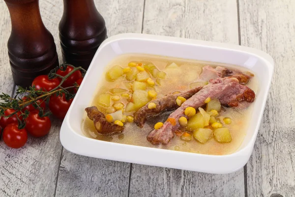 Peas soup with ribs — Stock Image Peas soup with ribs Stock Photo