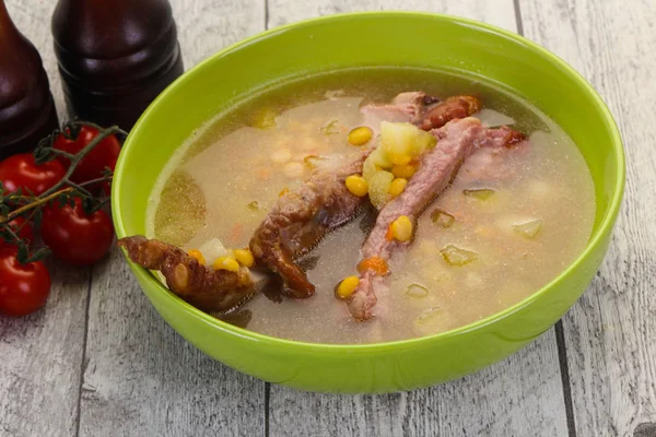 Peas soup with ribs — Stock Image Peas soup with ribs Royalty Free Stock Photos