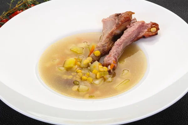 Peas soup with ribs — Stock Image Peas soup with ribs Stock Photo