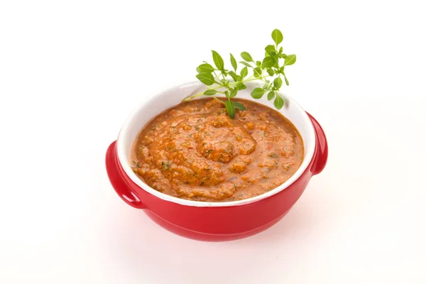Famous Spanish gazpacho tomato soup — Stock Photo, Image