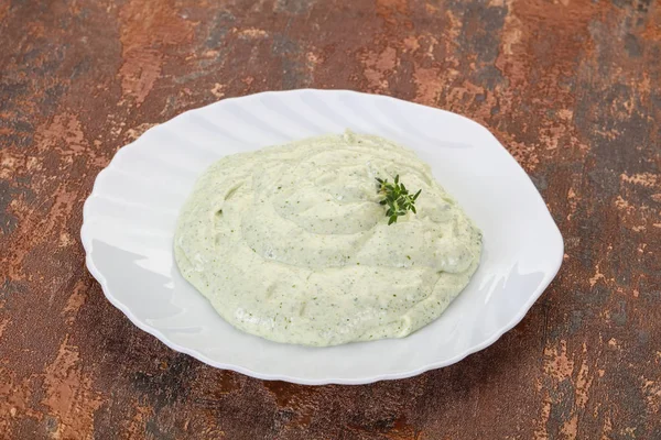 Cottage cream snack with herbs — Stock Photo, Image