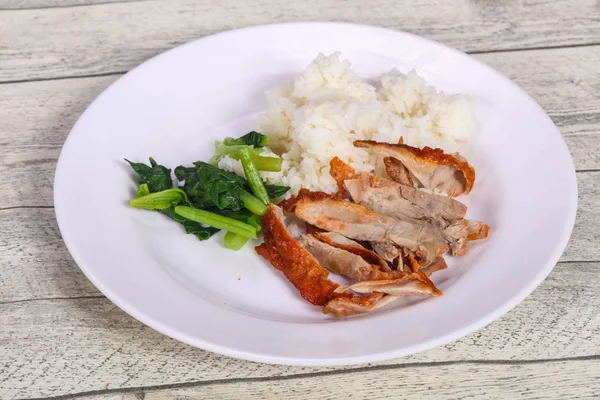 Nasi dengan dada bebek panggang — Stok Foto