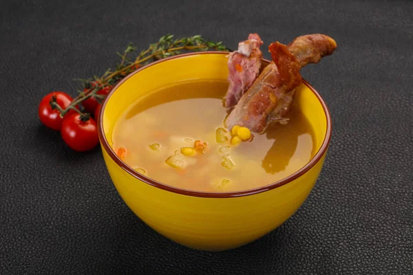Peas soup with ribs — Stock Image Peas soup with ribs Stock Photo