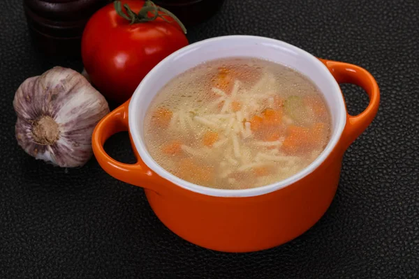 Chicken soup with noodles — Stock Photo, Image
