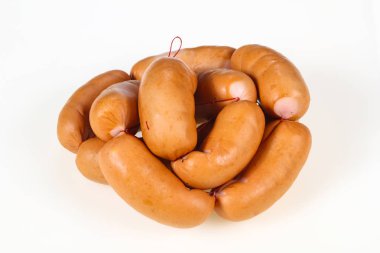 Beyaz arka planda lezzetli et sosis