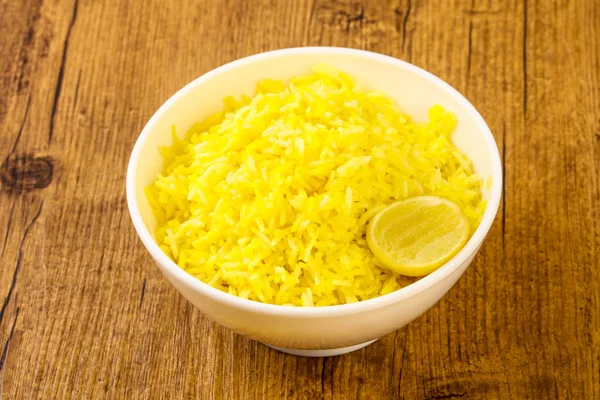 Yellow rice with lime — Stock Photo, Image