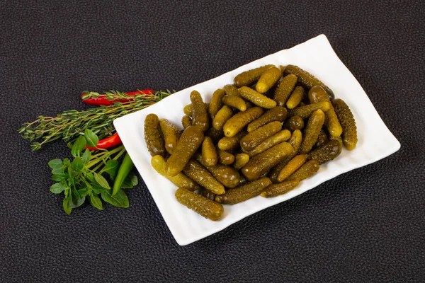 Pickled small cucumbers — Stock Photo, Image