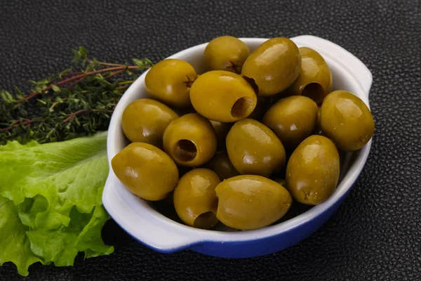 Big green olives — Stock Photo, Image