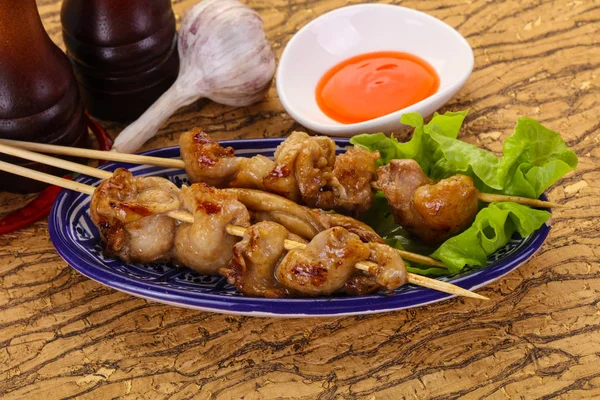 Chicken skin skewer